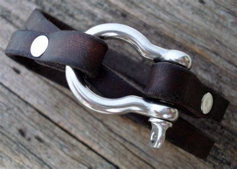 Customizable Leather Double Wrap Shackle Bracelet Etsy Double Wrap