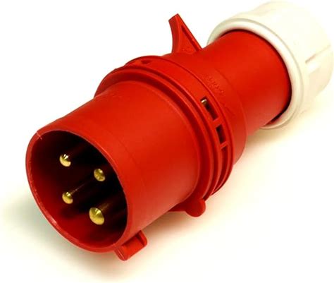 32 Amp Fast Fit Plug 4 Pin 3pe Red 380 415 Volt Ip44 Waterproof