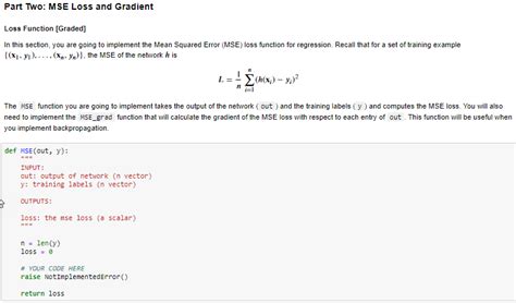 Solved Part Two Mse Loss And Gradient Loss Function