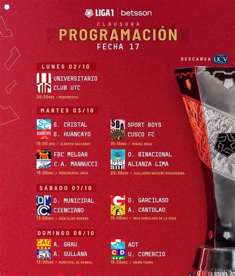 Liga 1 Conoce La Programación De La Fecha 17 Del Clausura América