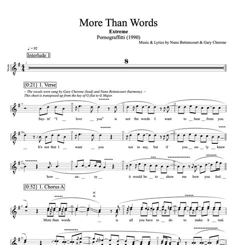 More Than Words · Extreme Voice Guitar Sheet Music Tab