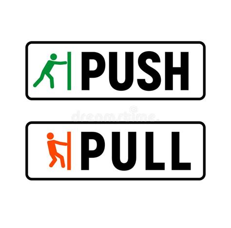 Push Pull Door Sign. Vector Push and Pull Icon Sticker Design Concept Stock Vector ...