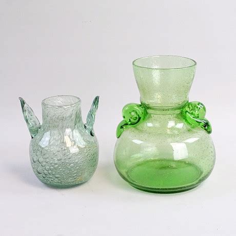 VASES 2 Pcs Glass Including Ture Berglund Stockholms Glasbruk