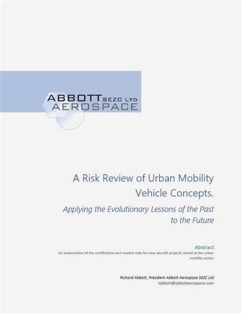 Aa Wp A Risk Review Of Aerial Urban Mobility Vehicle Concepts