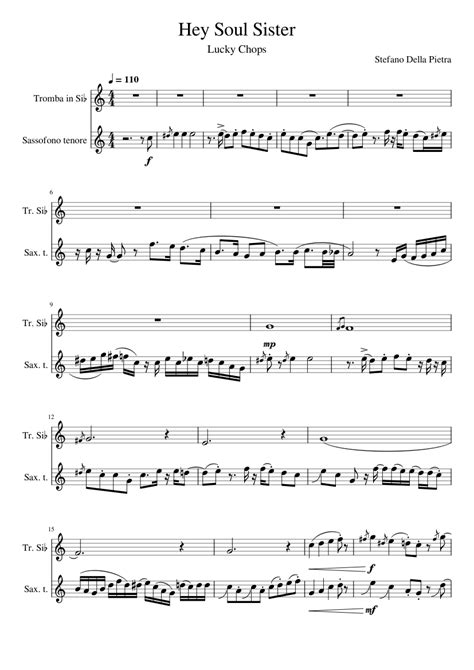 Hey Soul Sister Sheet Music For Saxophone Tenor Trumpet In B Flat