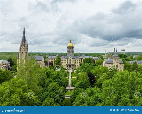 Mary Stands Atop The Golden Dome Of The University Of Notre Dame Main