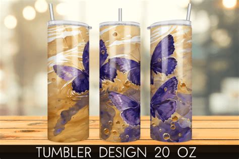 Purple Butterfly Tumbler Wrap Graphic By Mragjaza Creative Fabrica