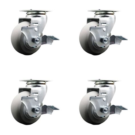 Service Caster Ensemble de roulettes pivotantes en caoutchouc 4 pièces