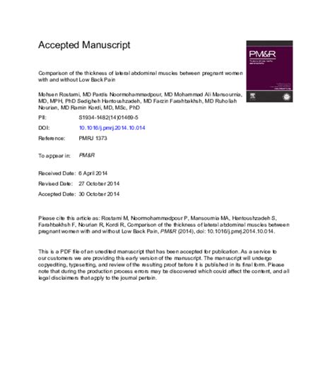 Pdf Comparison Of The Thickness Of Lateral Abdominal Muscles Between