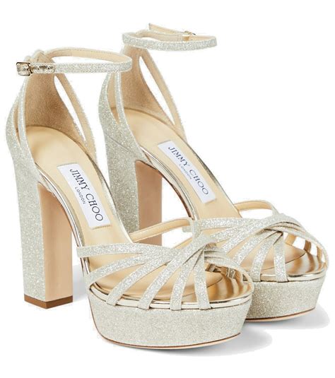 Jimmy Choo Isra Glitter Platform Sandals Jimmy Choo