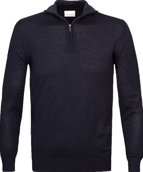 Profuomo Half Zip Trui Merino Navy Heren Maat XXL Modern Fit