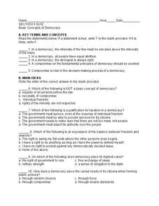 A Dive Into Democracy Worksheet