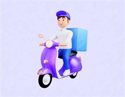 Premium Photo 3d Character Delivery Man Riding A Motorcycle With