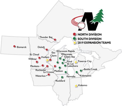 Map of Locations - Northwoods League : Northwoods League