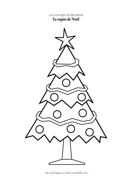 Coloriage sapin de Noël à imprimer en PDF Dessin de sapin de Noël à