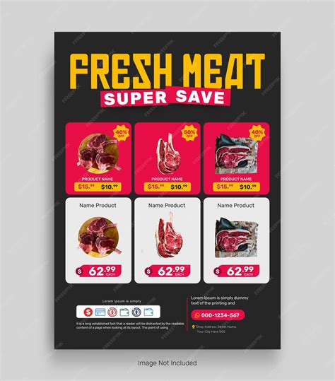 Premium Vector | Meat market butchery catalog and grocery sale flyer