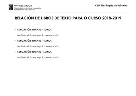 PDF RELACIÓN DE LIBROS DE TEXTO PARA O CURSO centros edu xunta es