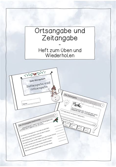 Dieses Übungsheft zur Zeitangabe und zur Ortsangabe eignet sich