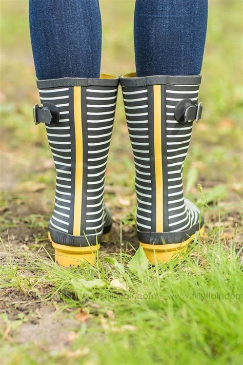 Joules Black And White Striped Rain Boots