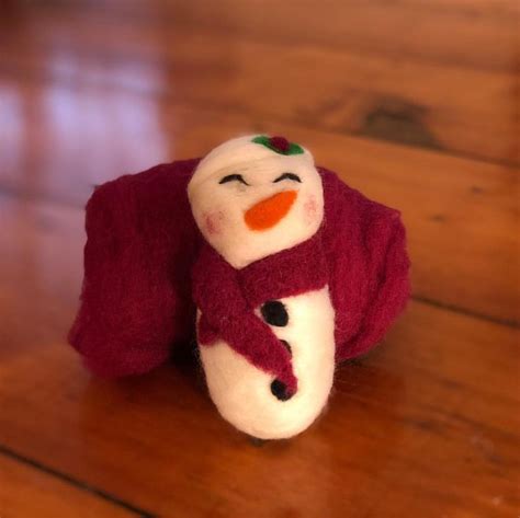 Merino Wool Needle Felted Snowman Woolysquirrel Christmas