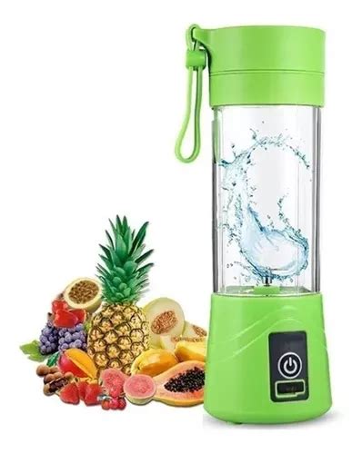 Mini Liquidificador Port Til Shake Juice Cup Laminas Usb Cor Verde