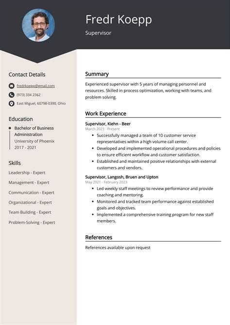 Supervisor Cv Examples Template And 20 Tips