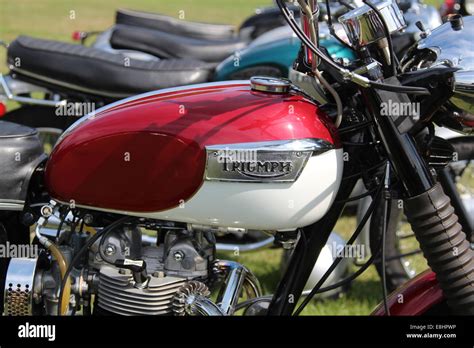 Petrol Tank Of A Triumph Motorcycle Stock Photo Alamy