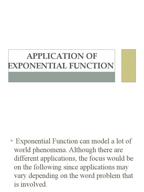 Application of Exponential Function | PDF