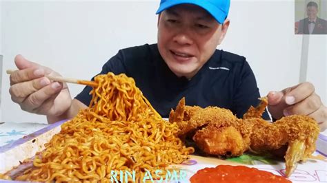 Asmr 2x Spicy Fire Noodles And Chicken Wings Mukbang Eating Sounds No