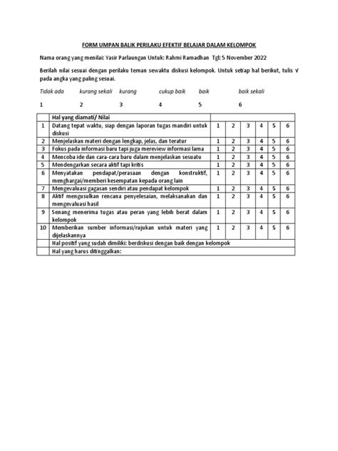 Form Umpan Balik | PDF