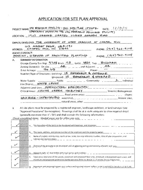 Fillable Online Ehs Unc Unc Submittal For Site Plan Approval