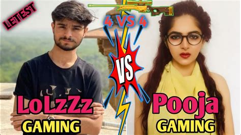 Lolzzz Gaming Vs Pooja Gaming 4 Vs 4 Letest Fight🔥 Youtube