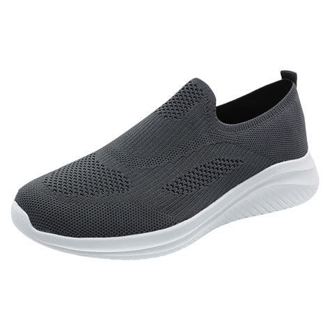 Yindaity In Men S Walking Shoes Works Men’s Knit Slip On Sneakers Dark Gray 9