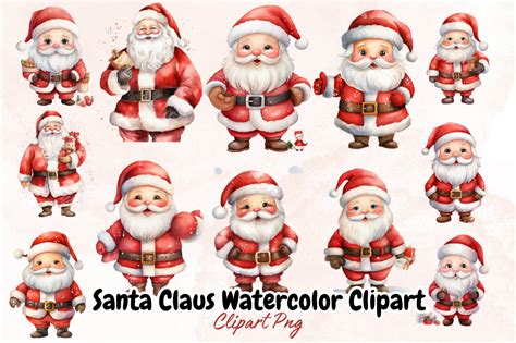 Santa Claus Watercolor Clipart Bundle Graphic By Graftify Creative