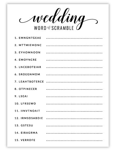 Etsy Printable Bridal Shower Games Printable Word Searches Hot Sex