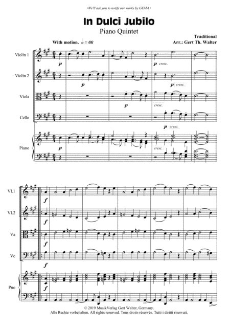 In Dulci Jubilo Sheet Music Traditional String Ensemble