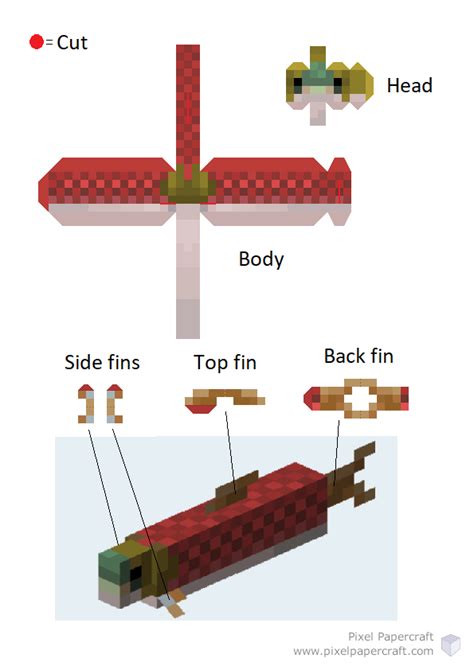 Pixel Papercraft Salmon