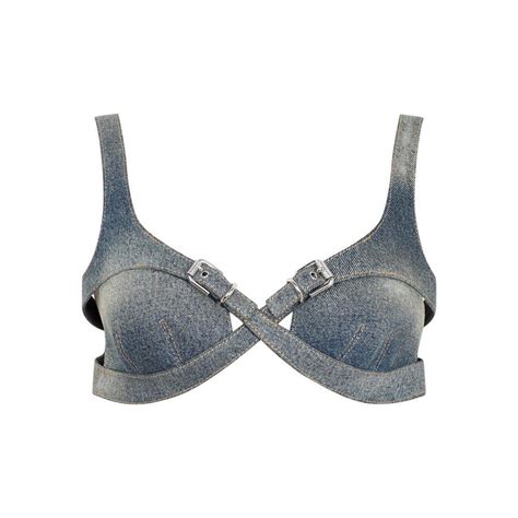 Givenchy Crossed Denim Bra Top In Gray Lyst