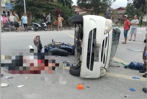 Pemandu Viva Maut Penunggang Motosikal Cedera Parah Dalam Nahas Jalan