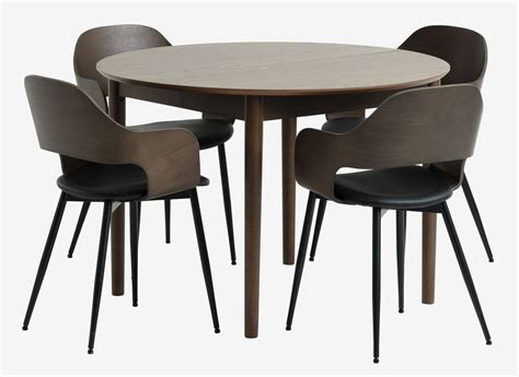 MARSTRAND D110 Table Dark Oak 4 HVIDOVRE Chairs Dark Oak JYSK