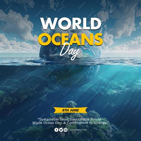 Premium Psd Psd A Poster For The World Ocean Day Poster Template With