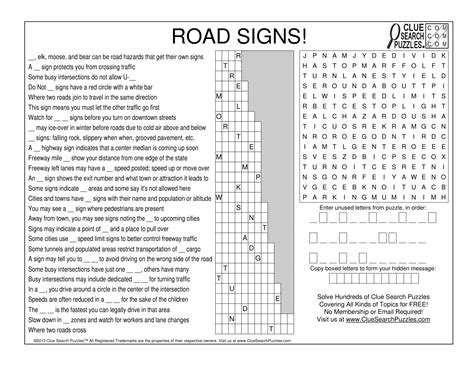 ROAD SIGNS TRIVIA QUIZ – Clue Search Puzzles