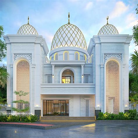 Desain Tampak Depan Kiri Masjid Al Falah Style Classic Lantai Di