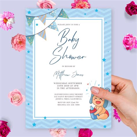 Pink And Blue Baby Shower Invitation Template Online Maker