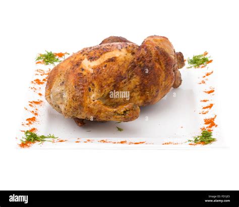 Baked Fried Chicken Carcass Isolated On White Stock Photo Alamy