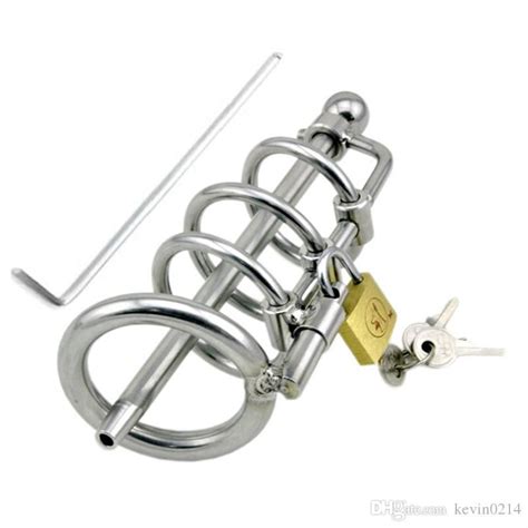 Stainless Steel Cock Cage Male Chastity Device Penis Plug Urethral