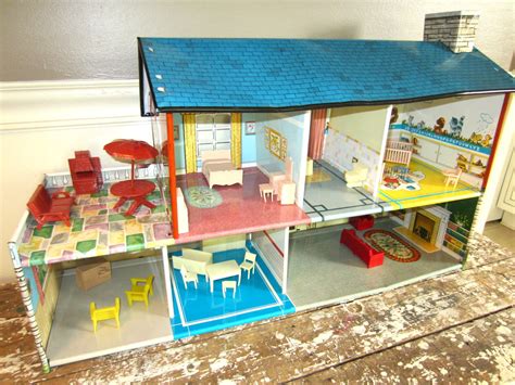 Vintage Dollhouse Marx Litho Metal Tin Dollhouse Etsy