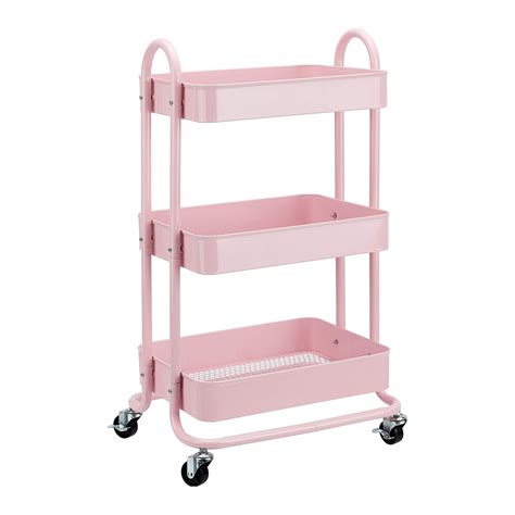 Amazon Basics 3 Tier Rolling Utility Or Kitchen Cart Dusty Pink