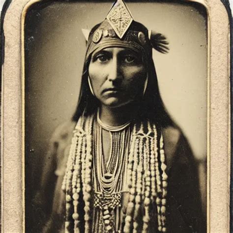 Daguerreotype Ambrotype Of A Native American High Stable Diffusion