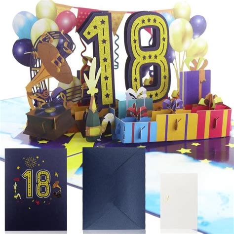 Carte Anniversaire De 18 Ans Carte D Anniversaire Pop Up 3D Cartes